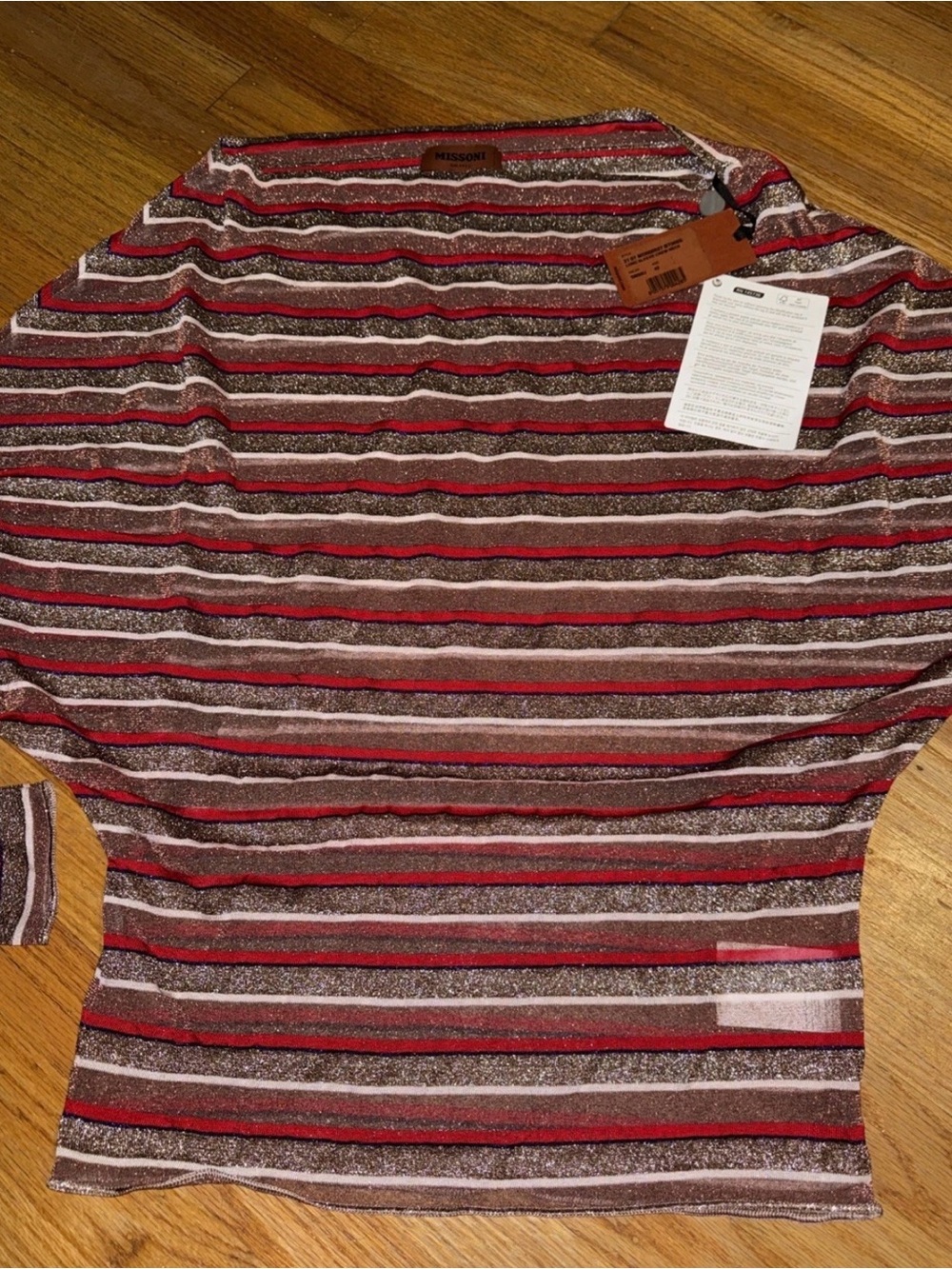 Womens Missoni Long Sleeve Crew Neck Metallic Size 42 NWT